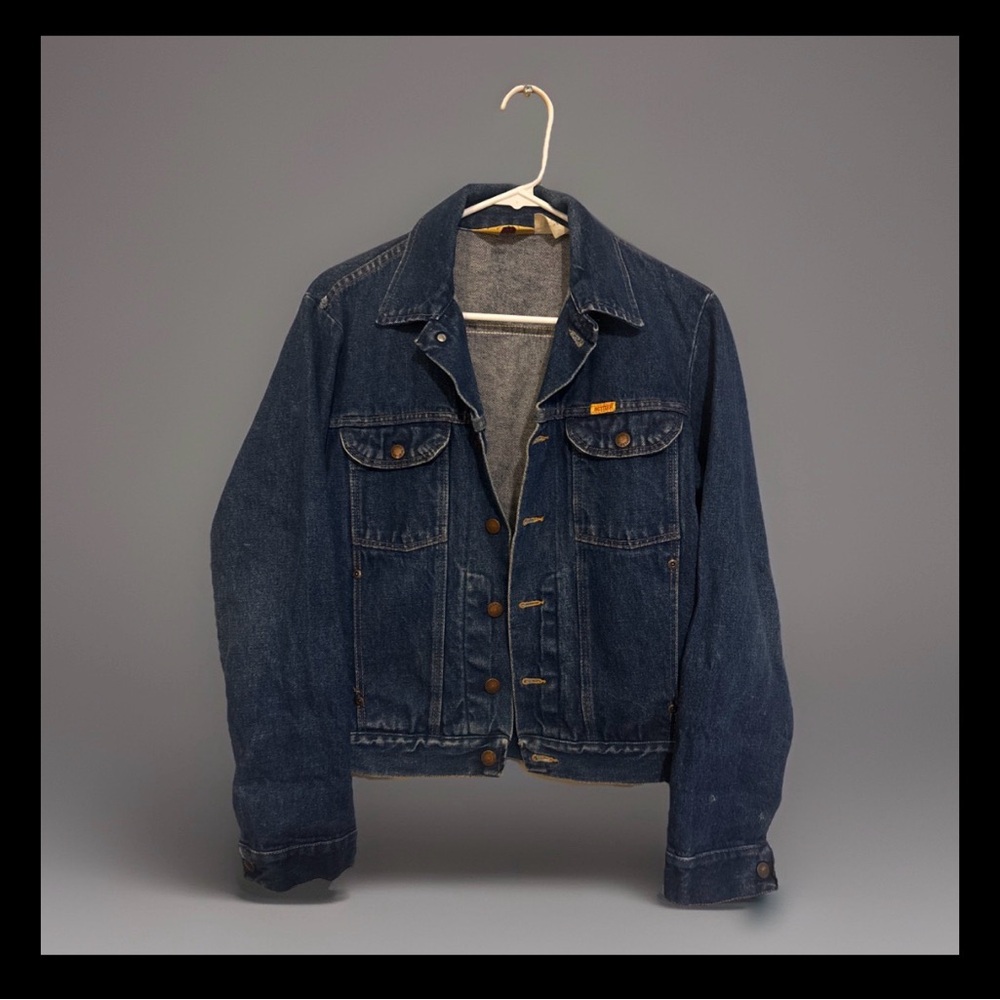Vintage Rustler Denim Jean Jacket Trucker Sz Small Made USA Cotton